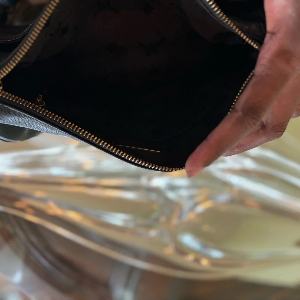 MCM Black Leather Papillion Shoulder Bag with Gold Accents - Picture 10 of 12